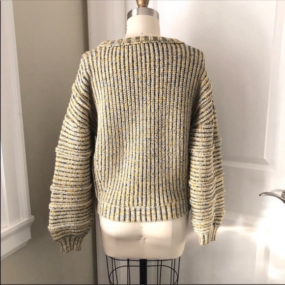 MAJE 18Maous Knitted Oversized Wool Sweater Multicolour Yellow Bell Sleeves - Picture 4 of 10